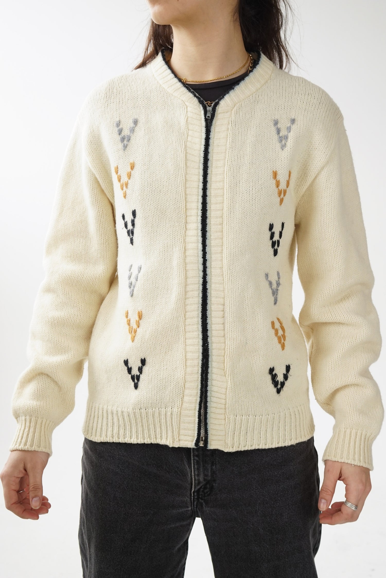 Veste en laine 65/35 vintage avec zip Welgrume taille S