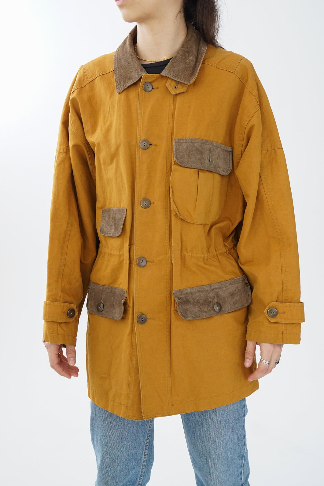 Manteau léger en suède et lin jaune moutarde Country Road pour homme taille S