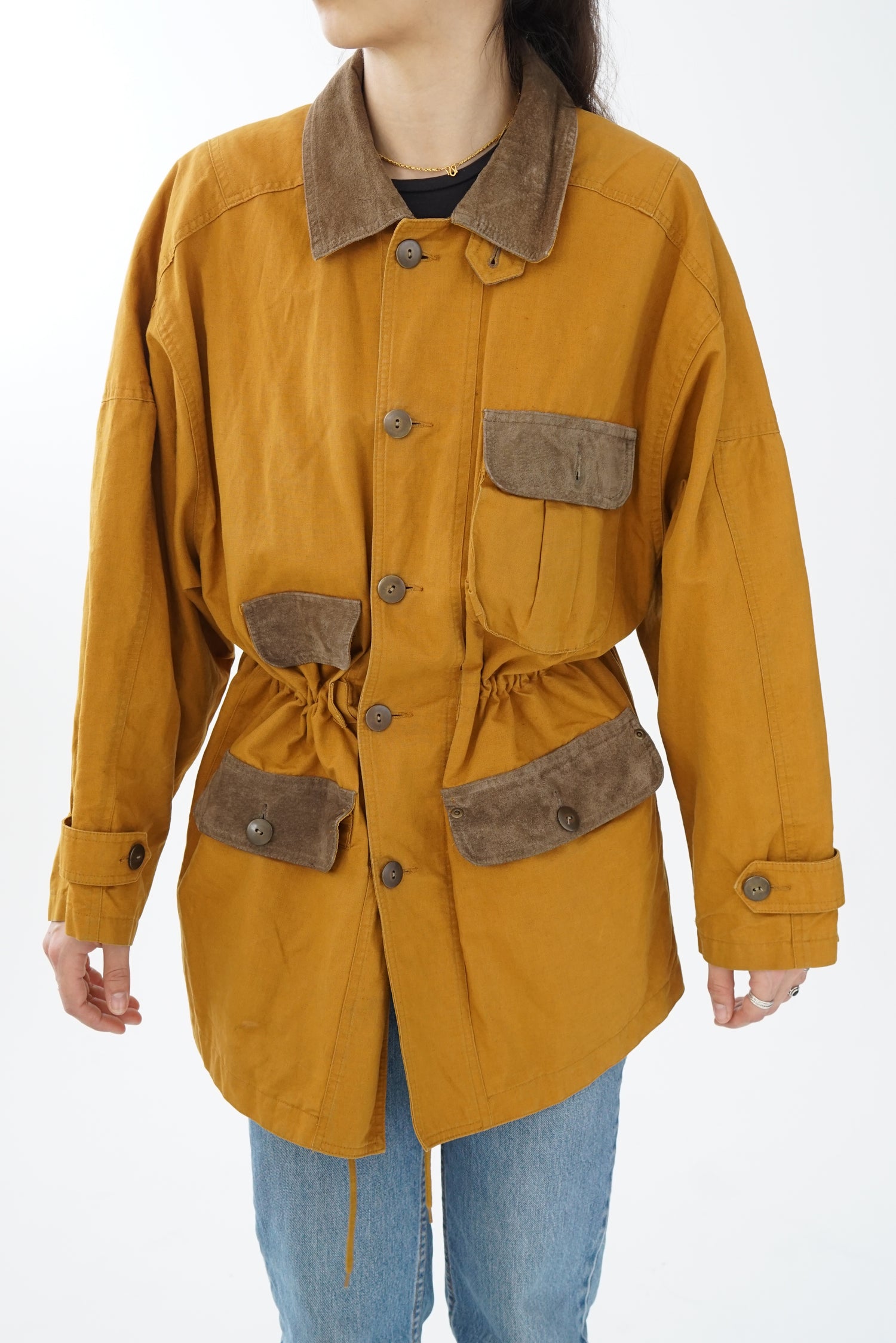 Manteau léger en suède et lin jaune moutarde Country Road pour homme taille S