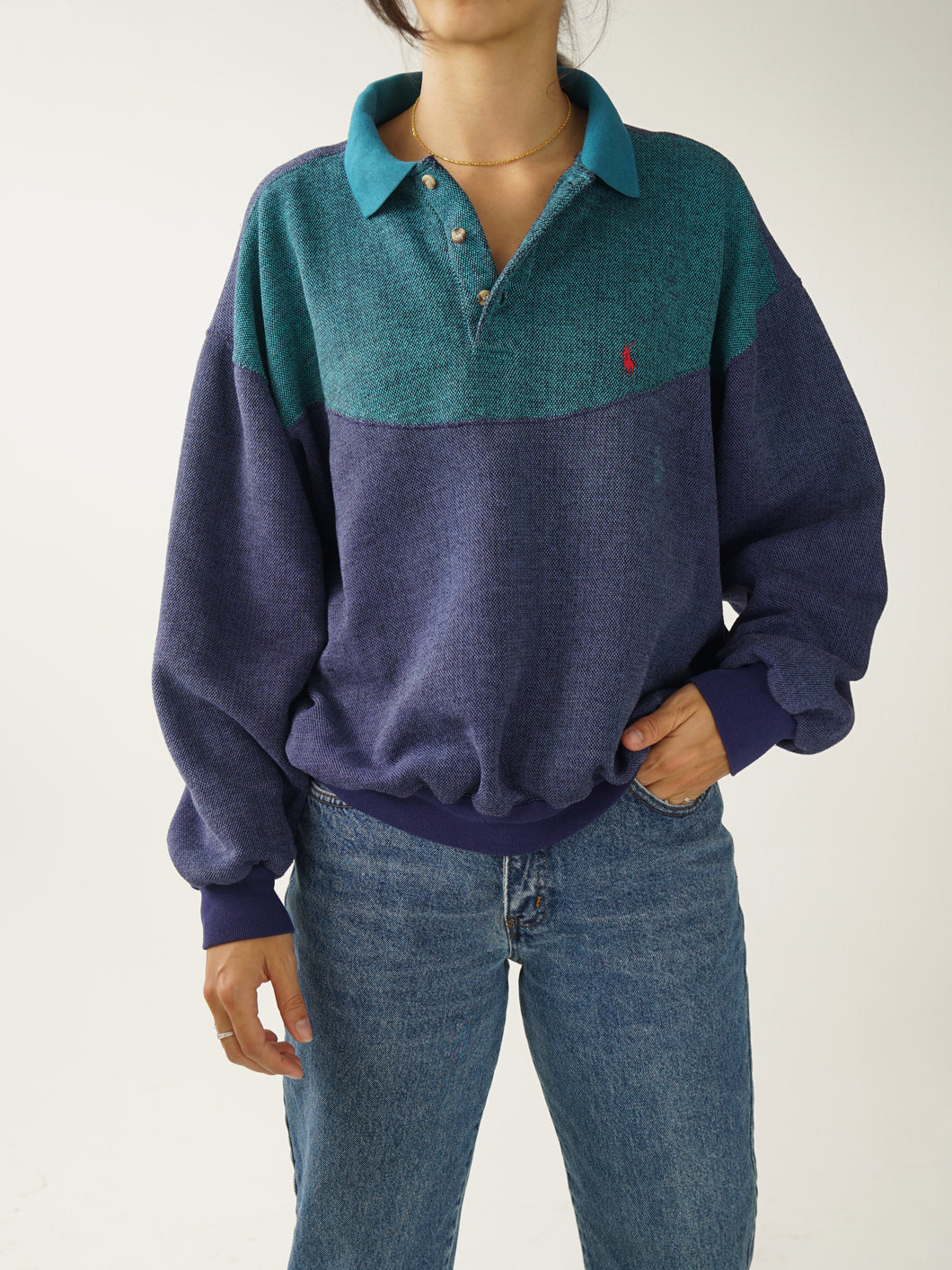 Polo by Ralph Lauren blue and turquoie long sleeve