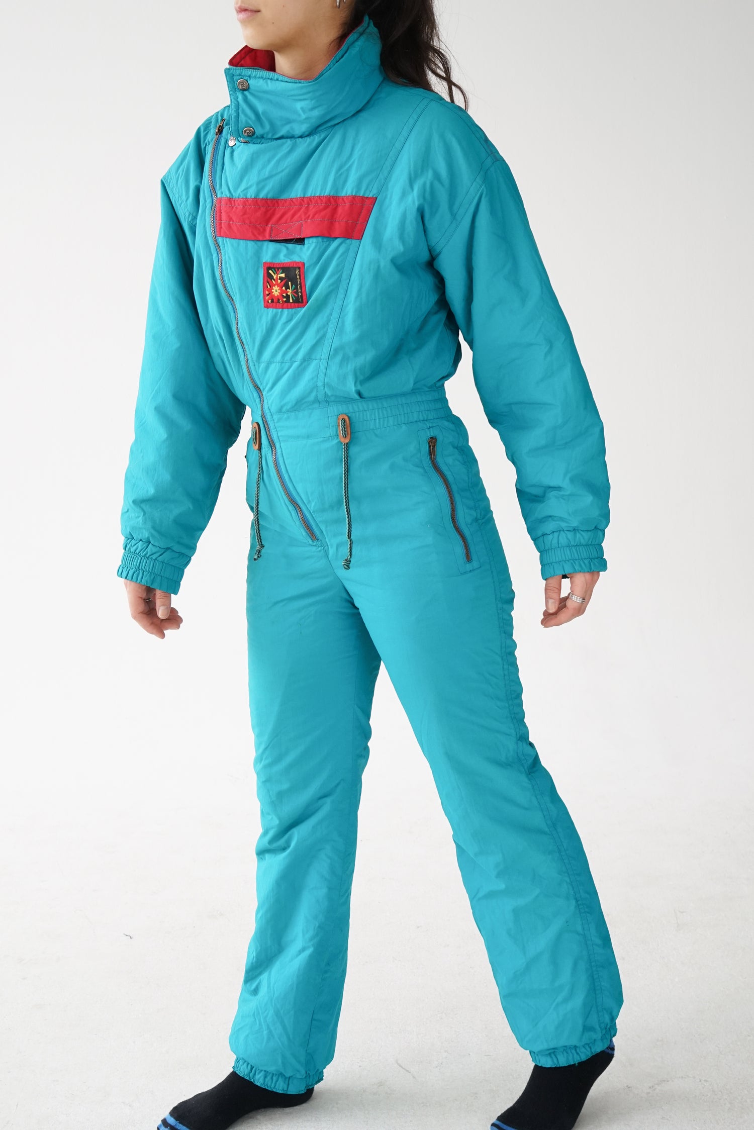 One piece vintage Dorothenns ski suit, snow suit turquoise pour femme taille XS-S