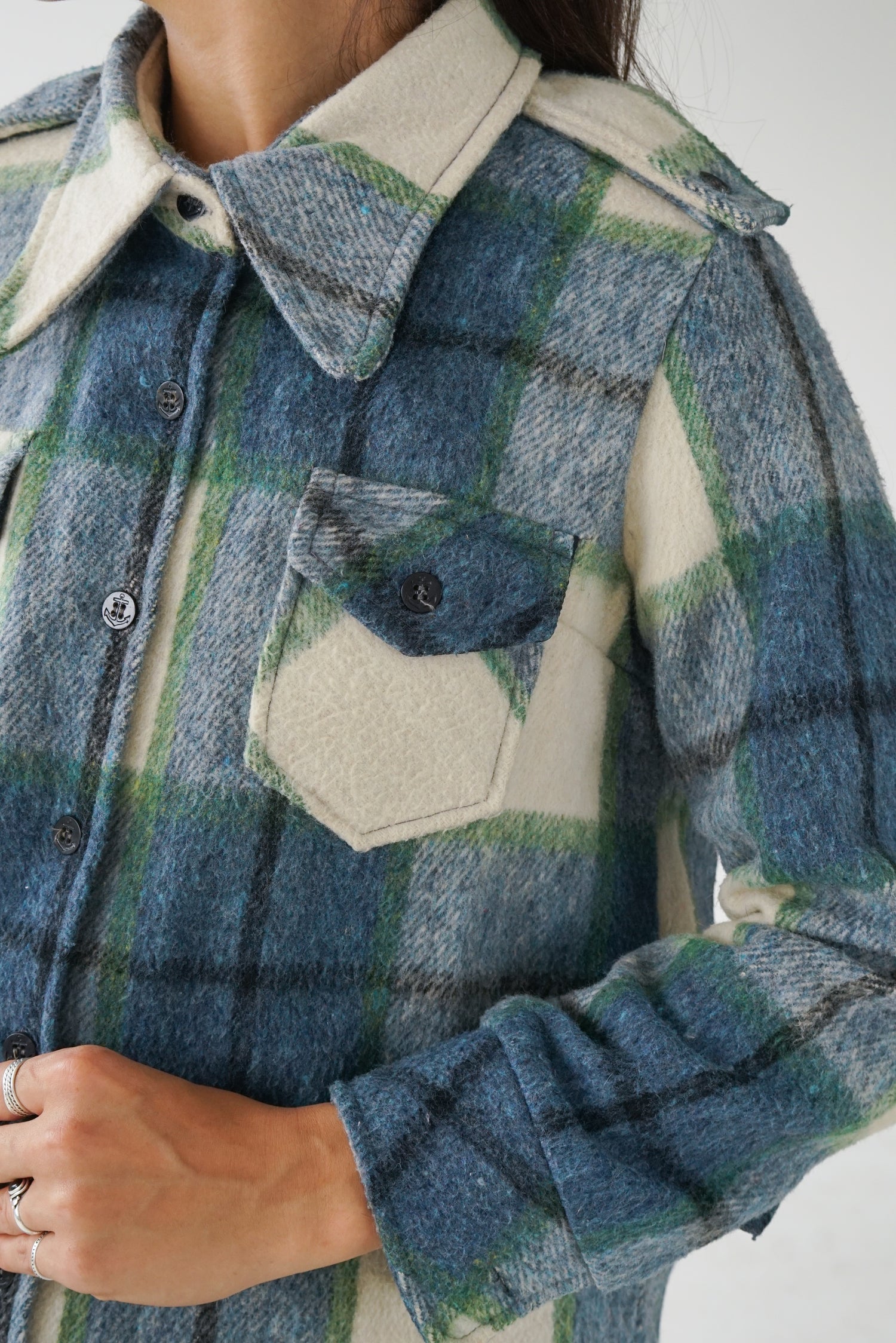 Manteau vintage en laine carotté Talk Abouts unisex taille S