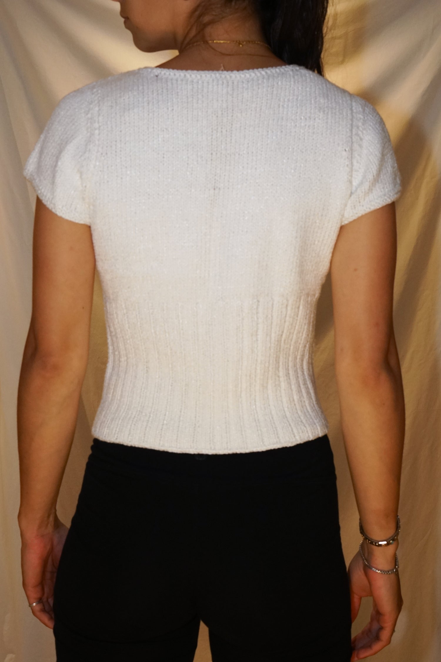 Top cache cœur en tricot blanc taille M-L