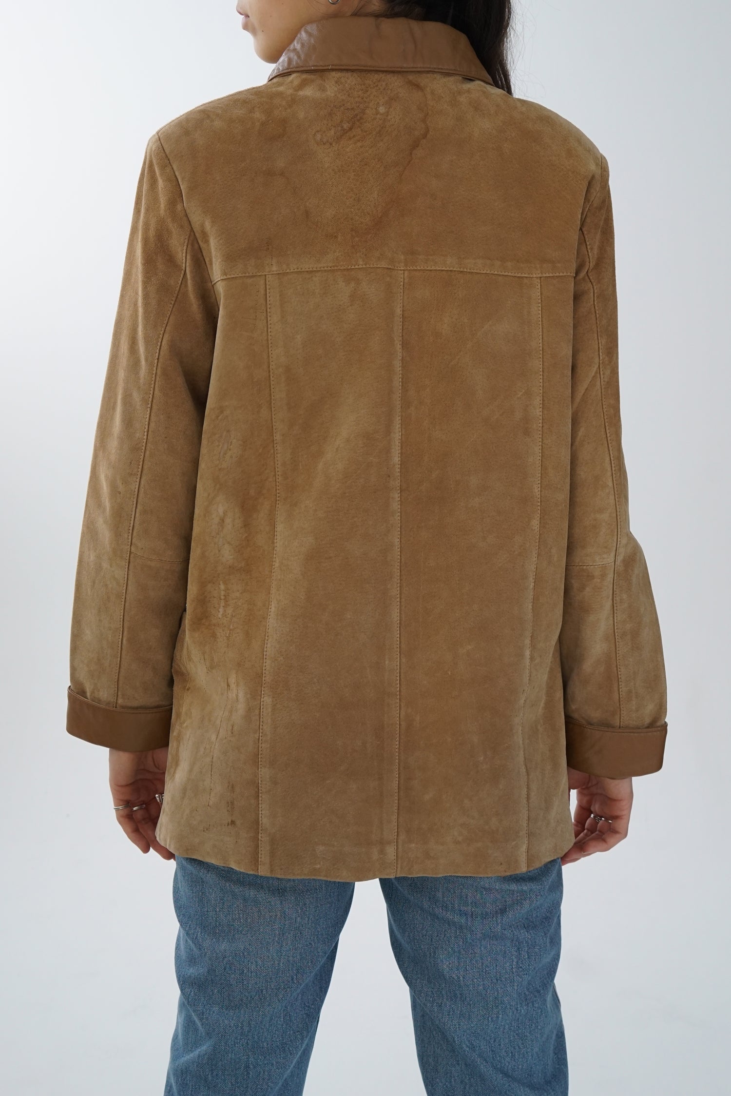 Manteau léger vintage en suède tan Sélection A&S pour femme taille S