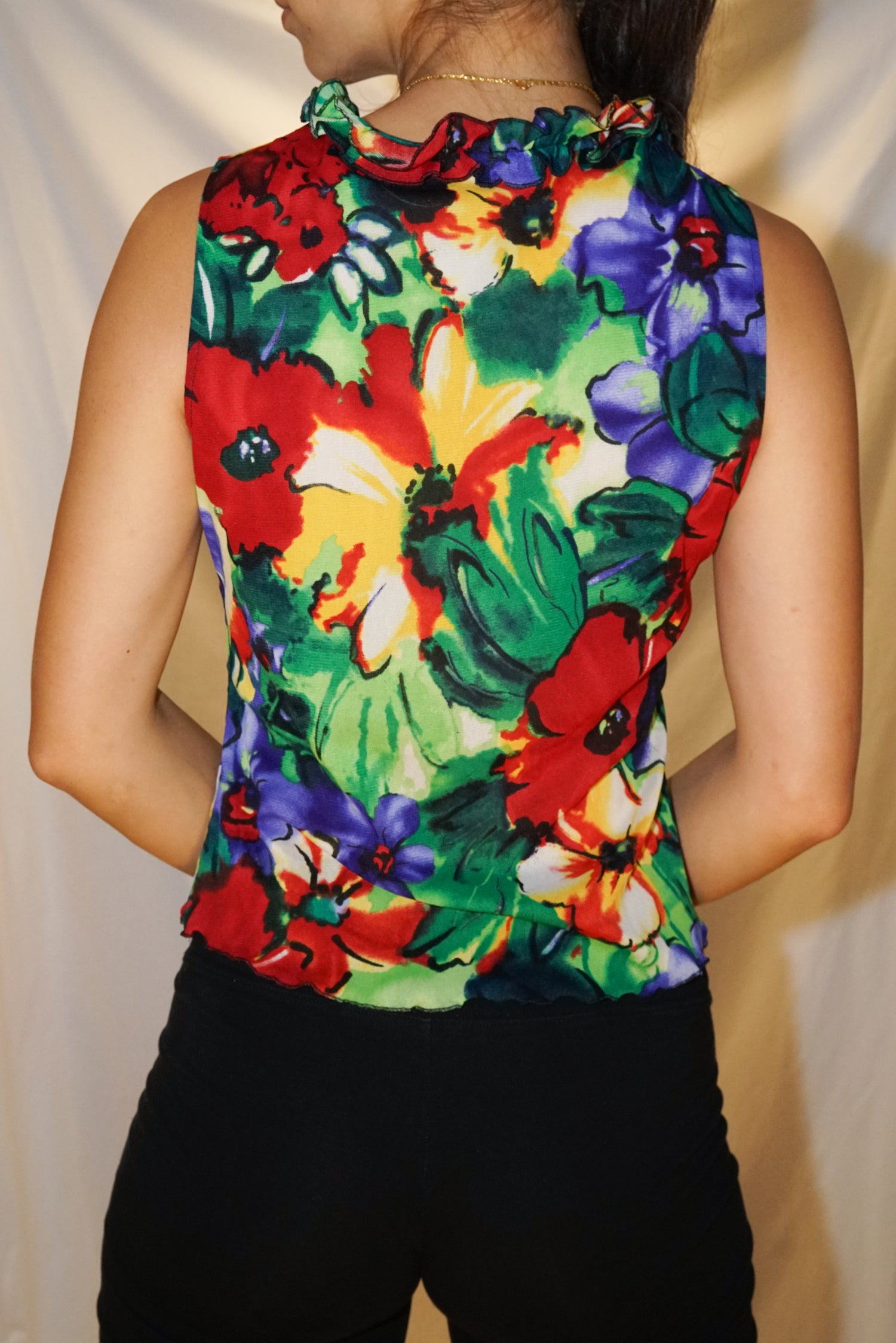 Top 90s à fleurs et texture Tribal taille M-L