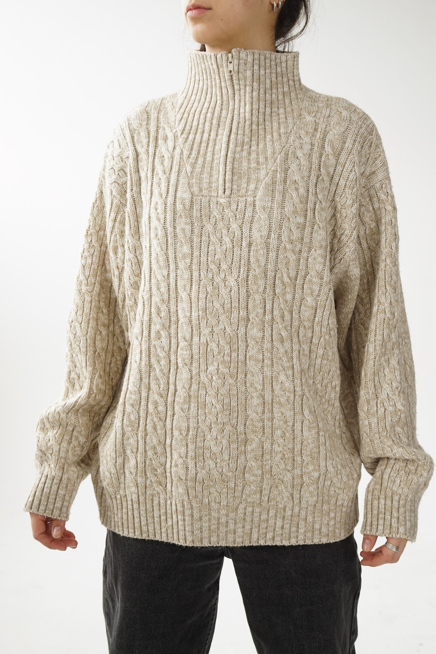 Chandail avec half zip vintage Sears en acrylique unisexe taille XL