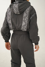 Load image into Gallery viewer, Vintage one piece Head ski suit, super detailed retro black and grey snow suit size 10

