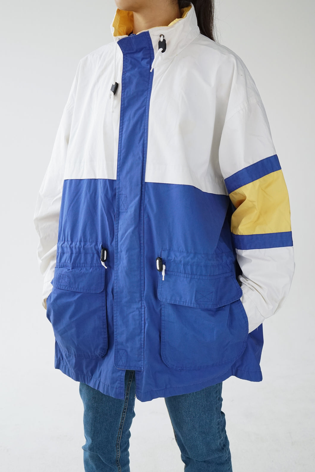 Vintage Sail jacket blanc et bleu unisex taille L