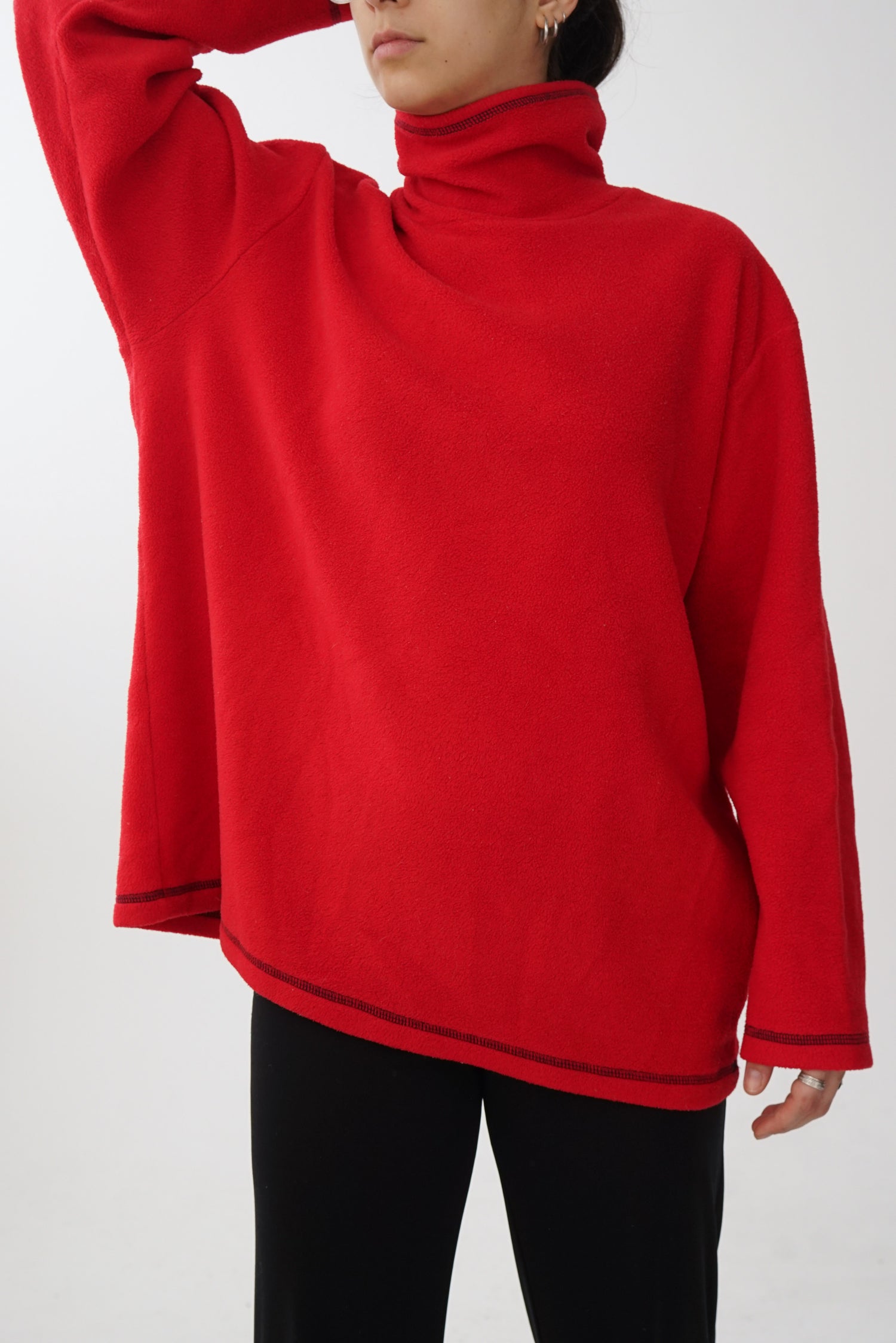 Col roulé en polar vintage Au Coton Canada rouge pour homme taille XL
