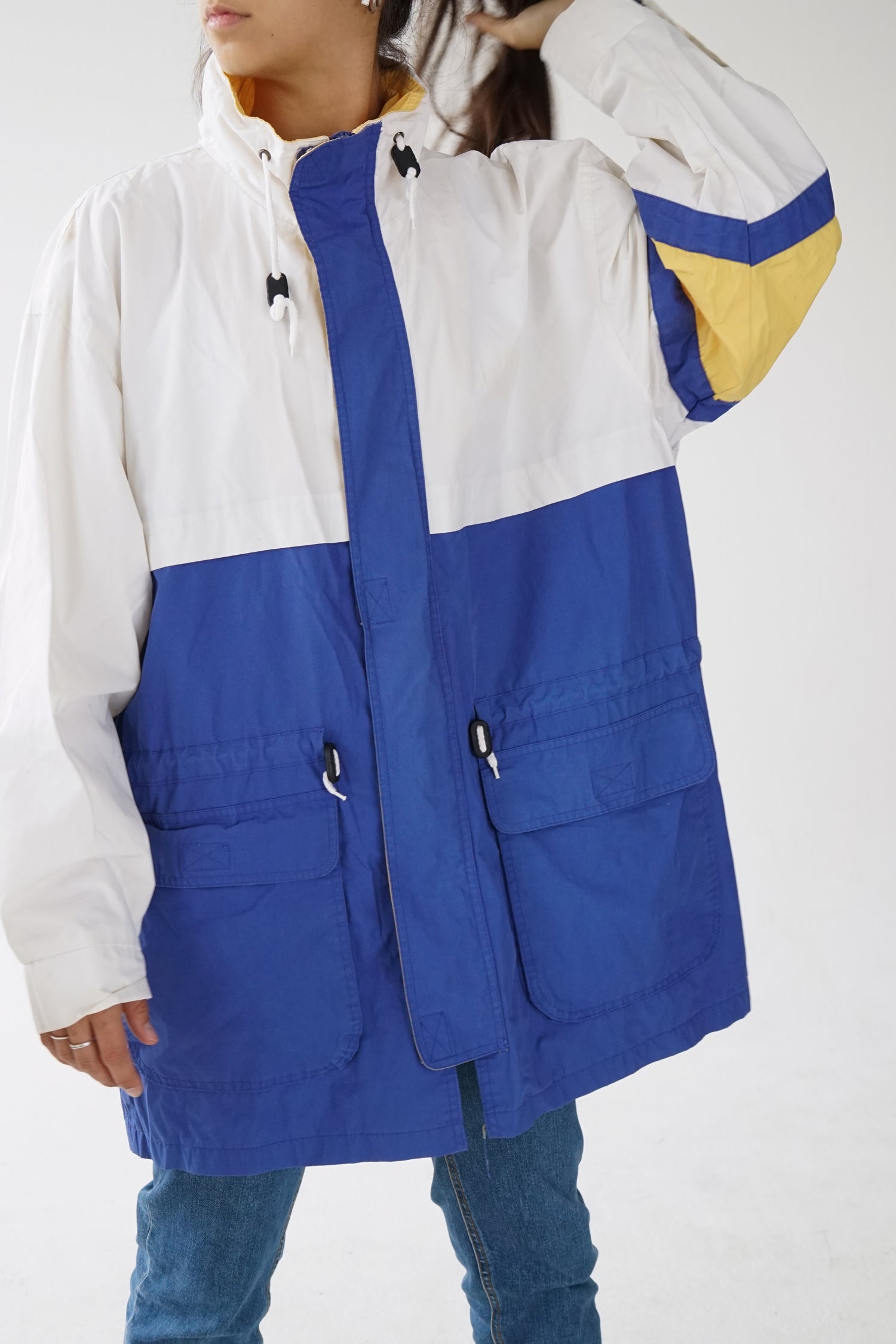 Vintage Sail jacket blanc et bleu unisex taille L