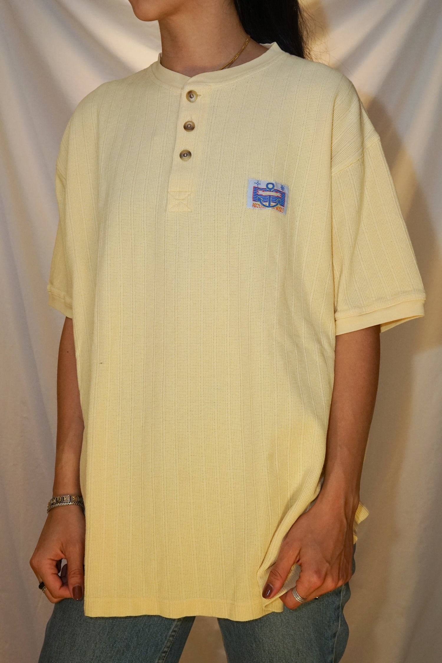 Chandail à manche courte à boutons vintage Northern Spirit Wear pour homme taille M