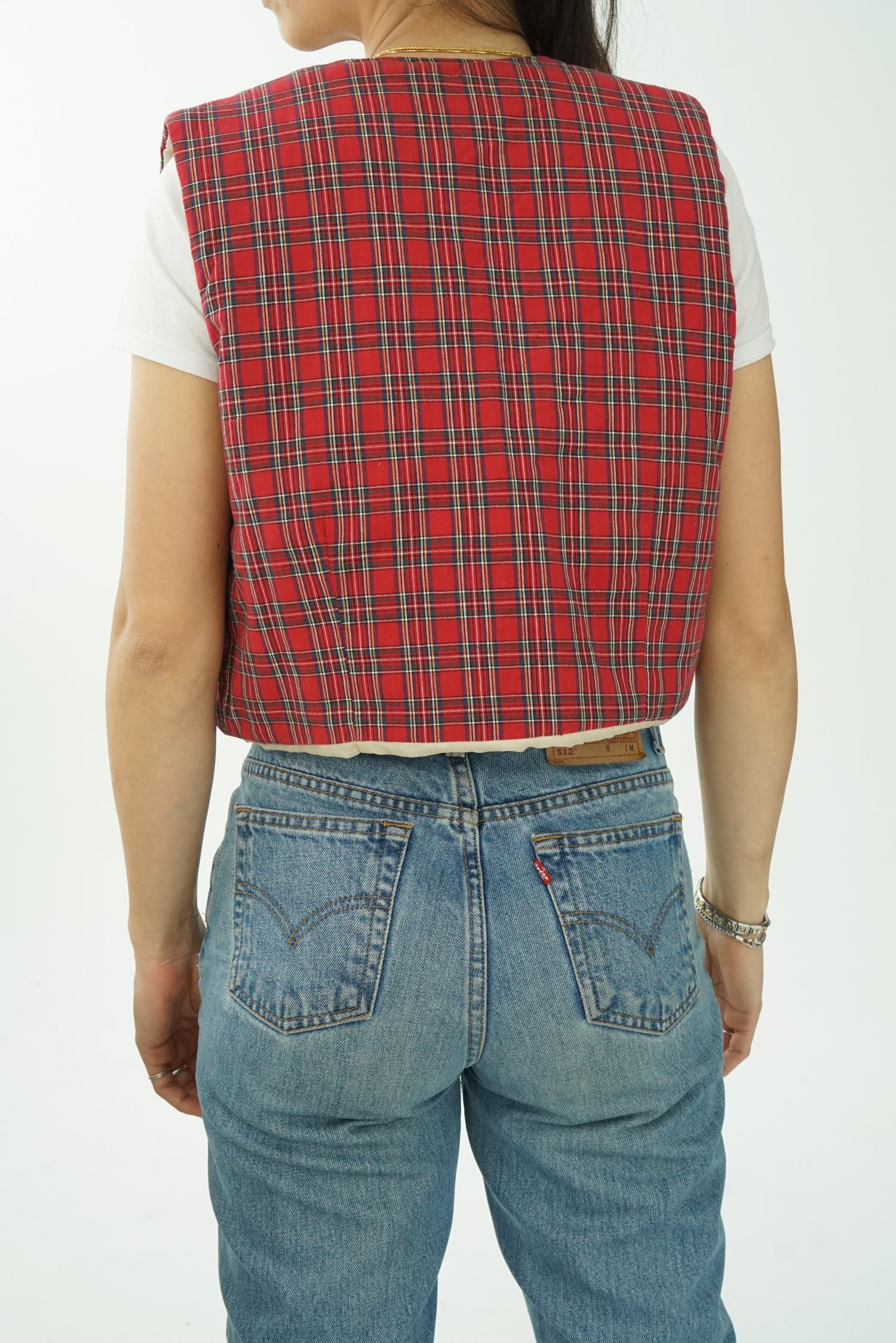 Veste sans manche Coréen rouge carottée taille XS-S