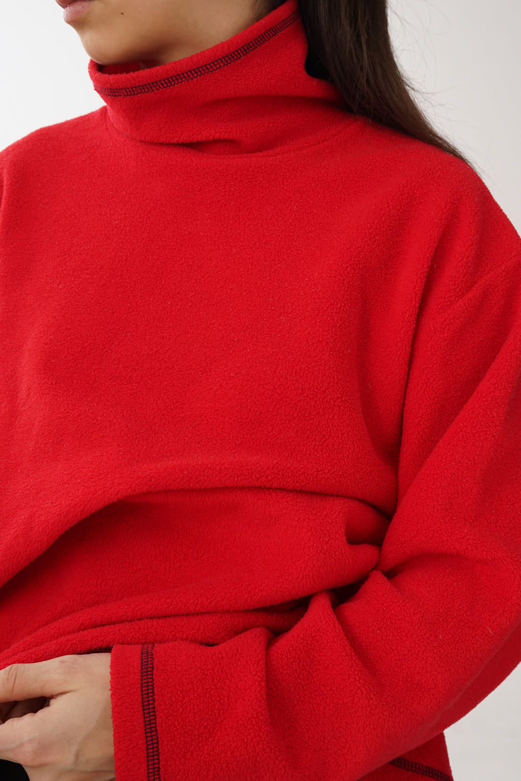 Col roulé en polar vintage Au Coton Canada rouge pour homme taille XL