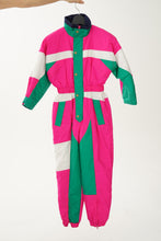 Charger l&#39;image dans la galerie, Fou vintage one piece Dit It ski suit, snow suit pour enfant rose fluo taille 14 ans
