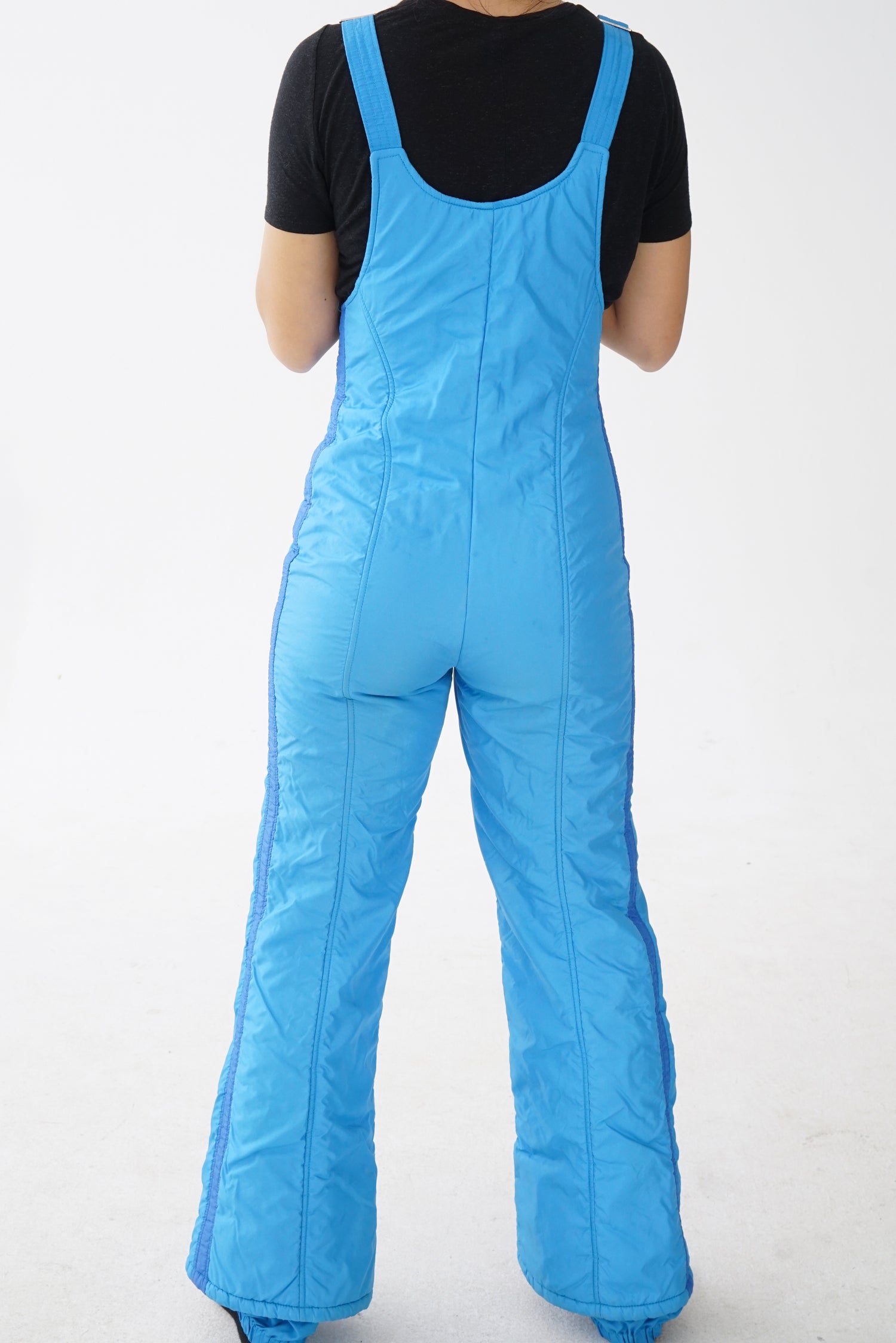 Salopette vintage Number One bleu et lignes blanches pour femme taille 6 (XS-S)