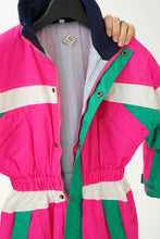 Charger l&#39;image dans la galerie, Fou vintage one piece Dit It ski suit, snow suit pour enfant rose fluo taille 14 ans
