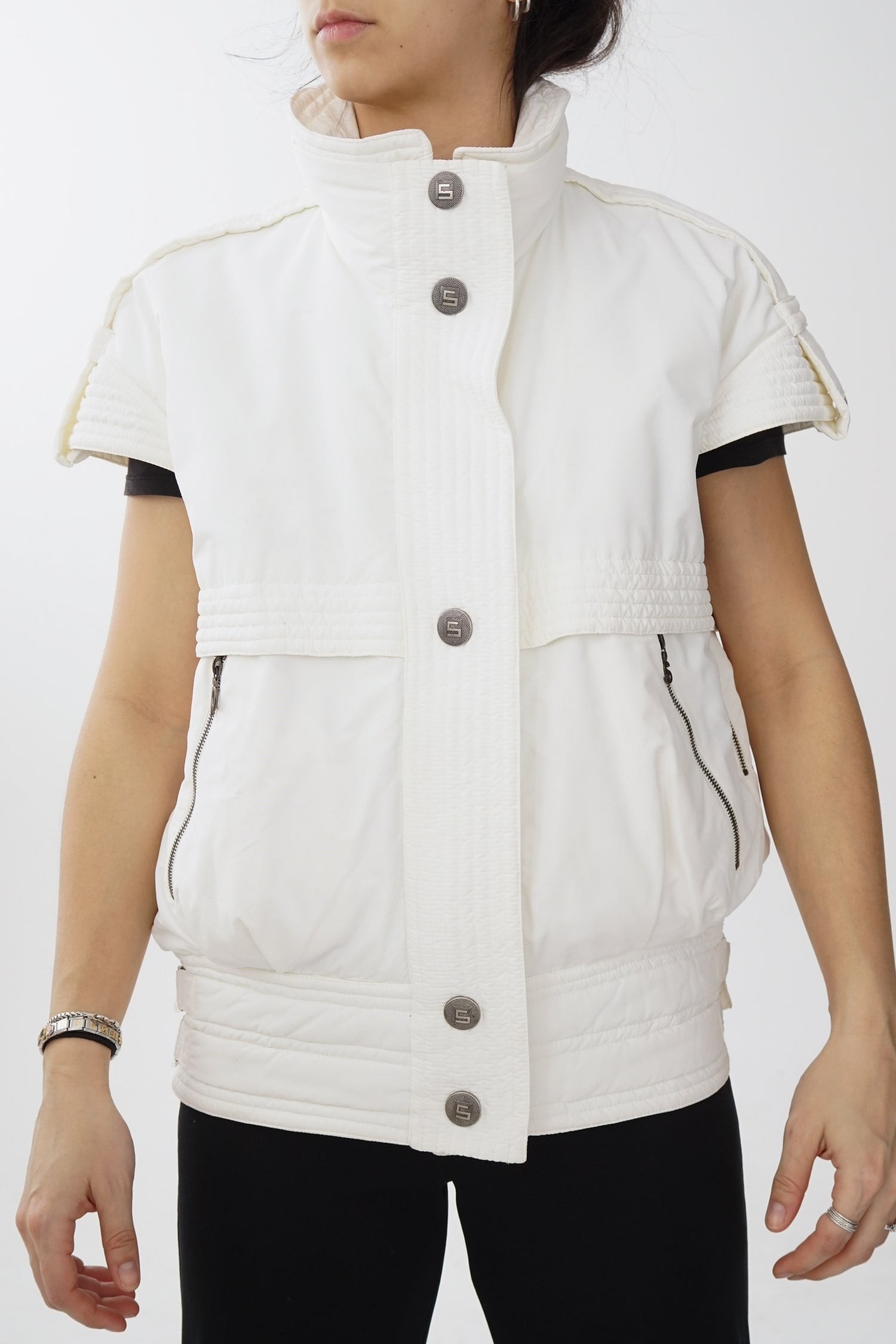 Veste sans manche rétro ski Peter Steinebronn blanc unisex taille M-L