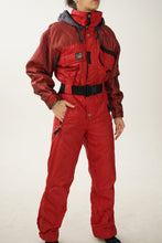 Load image into Gallery viewer, Vintage one piece Etirel ski suit, retro red snow suit size 46
