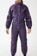 Load image into Gallery viewer, One piece vintage Étirel ski suit, snow suit mauve métallique pour femme taille 6 (XS-S)
