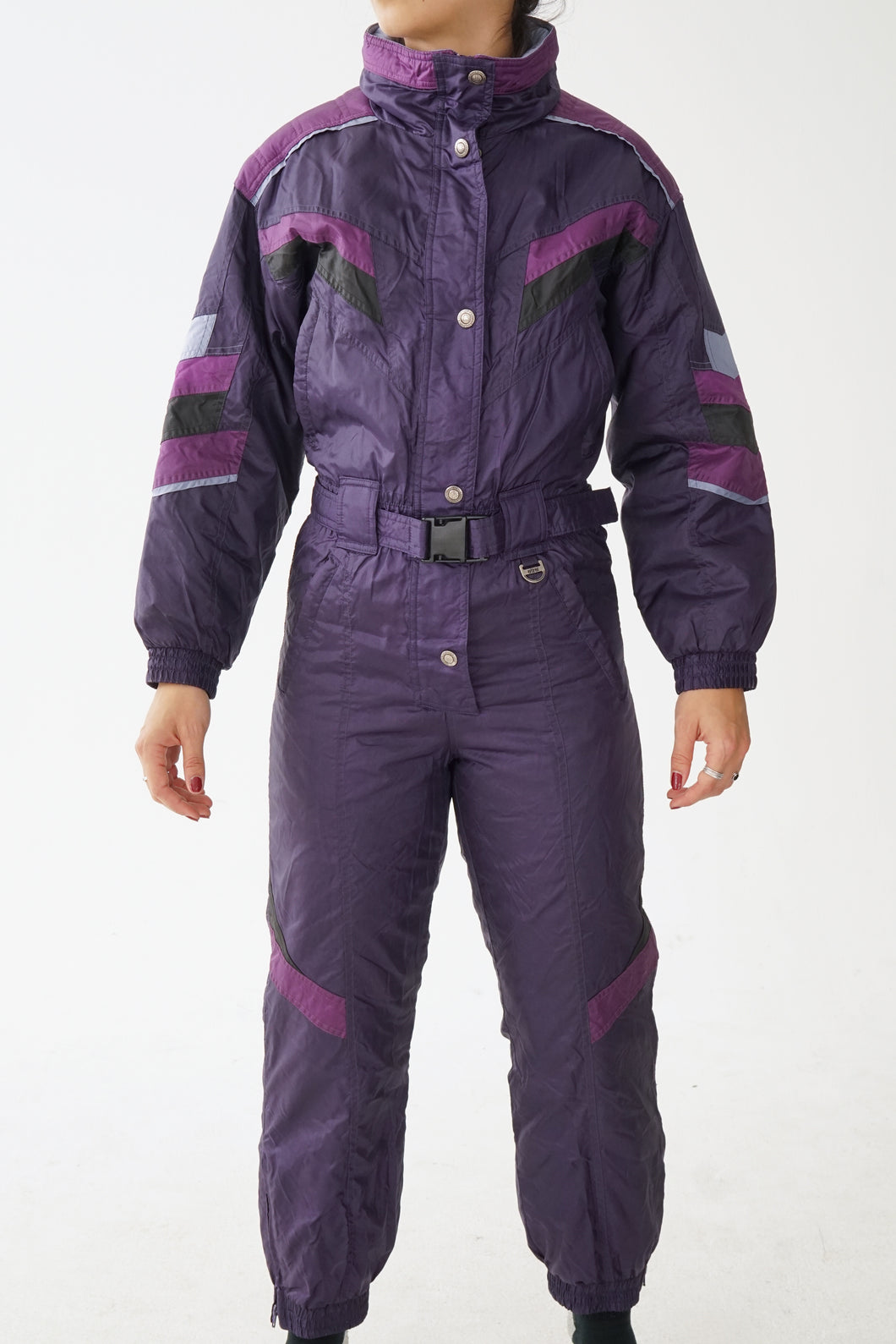 One piece vintage Étirel ski suit, snow suit mauve métallique pour femme taille 6 (XS-S)