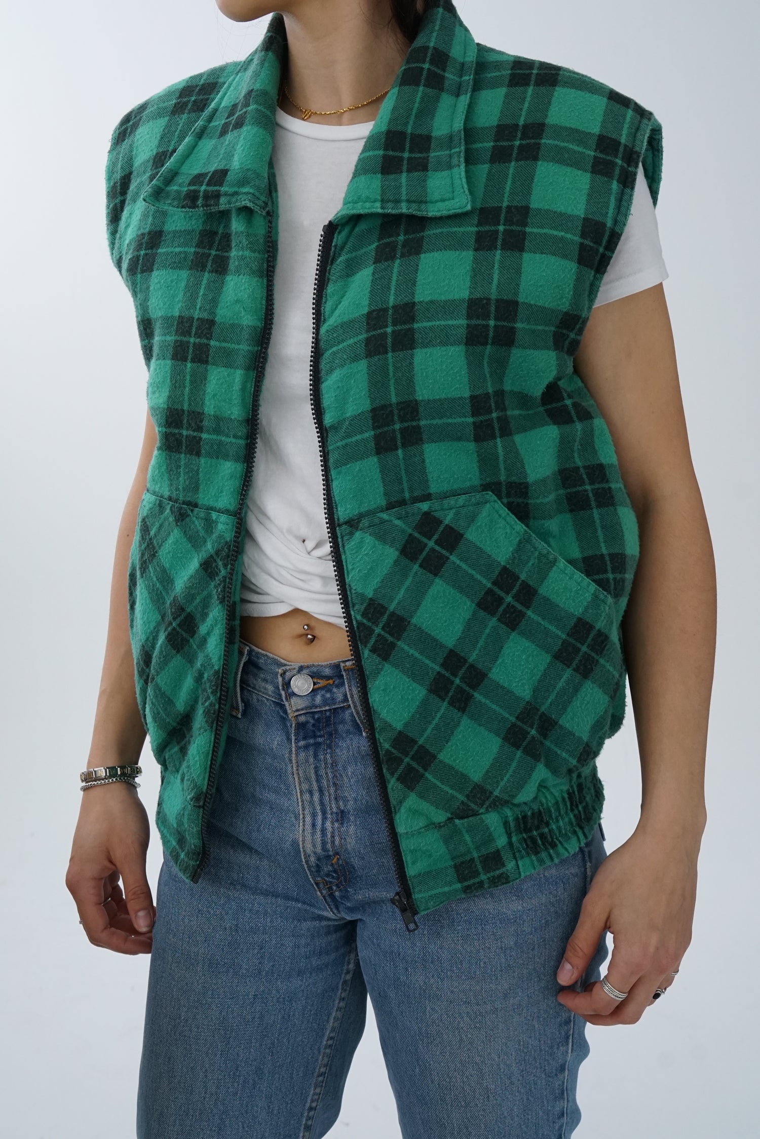 Hunter's Club green and black carrot cotton puffer vest M