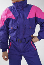 Charger l&#39;image dans la galerie, Ski Suit Snow Suit vintage Alptech mauve et rose pour femme taille 12 (S-M)

