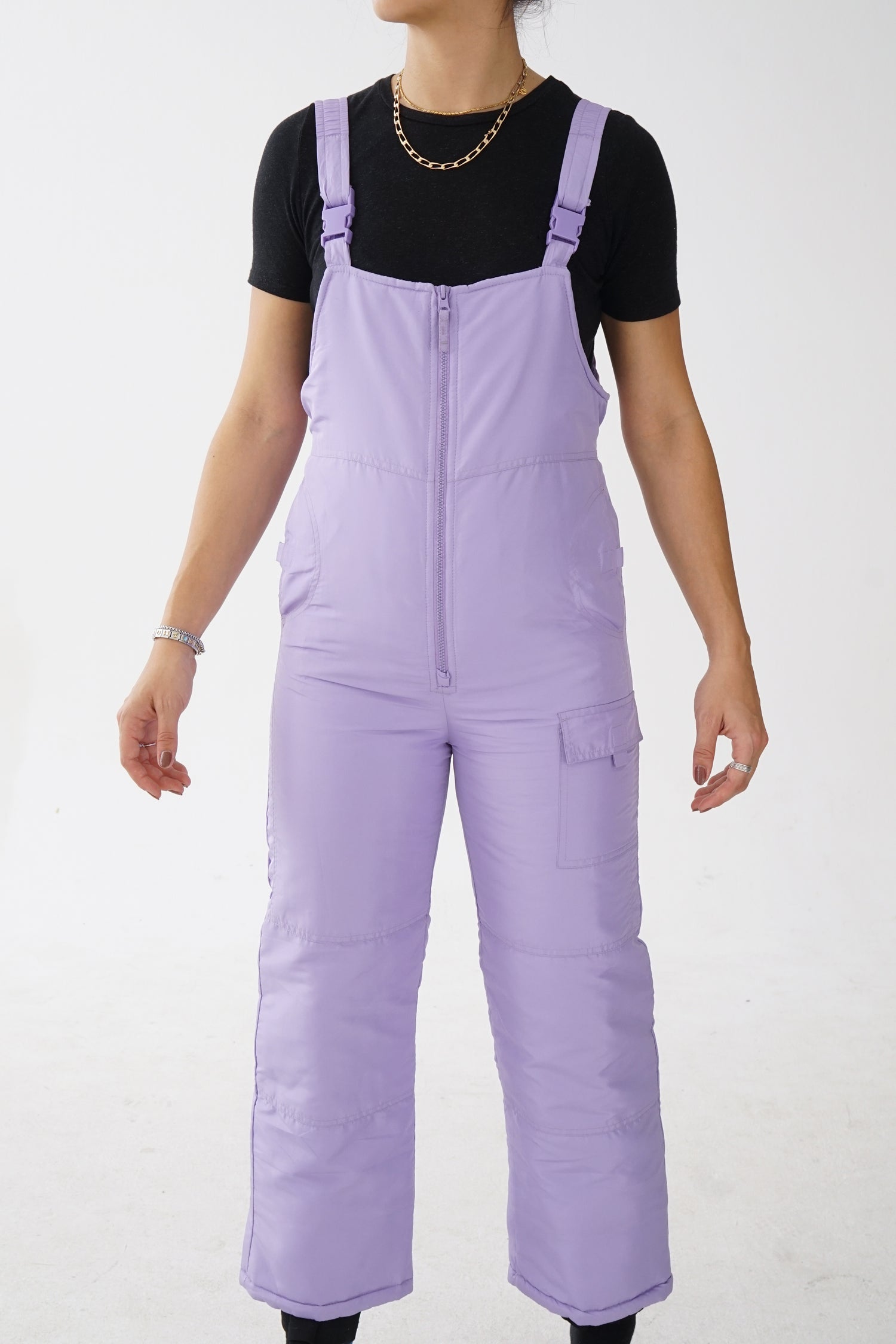 Salopette de neige lila cargo avec poches TNT unisexe taille M petite