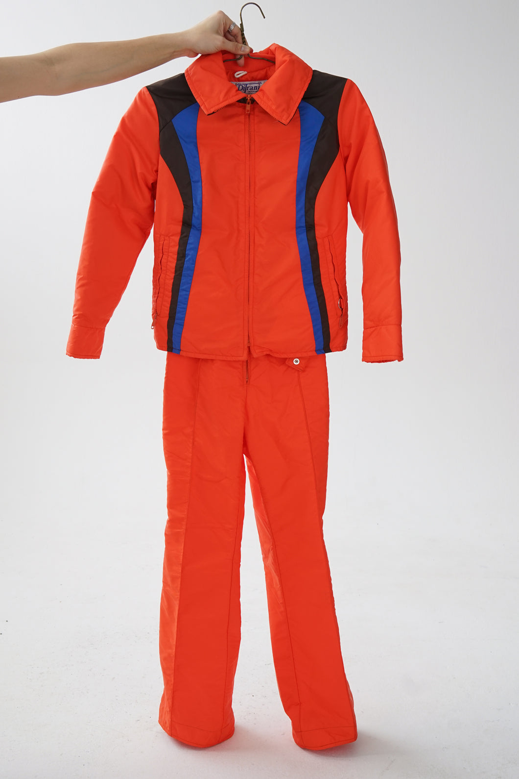 Ensemble de ski deux pièces rétro Ditrani en duvet orange pour femme  XXS