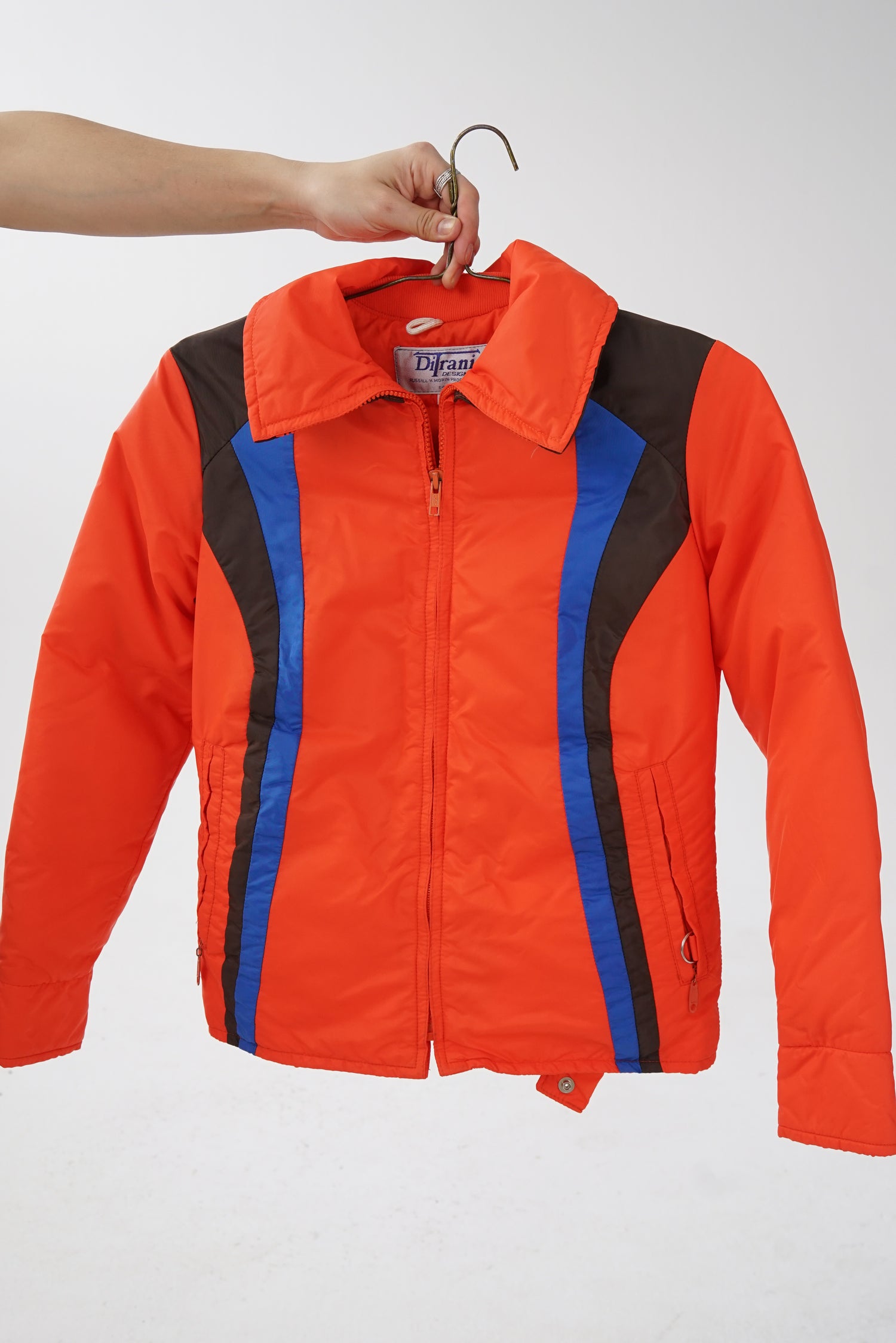 Ensemble de ski deux pièces rétro Ditrani en duvet orange pour femme  XXS