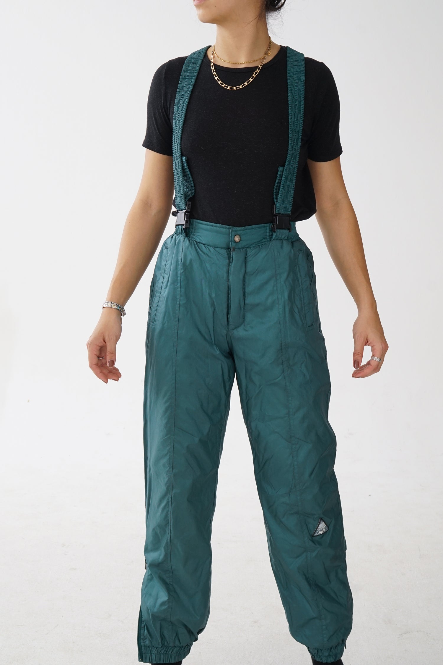 Salopette de ski vintage Joff turquoise métallique unisexe taille 10 (S-M)