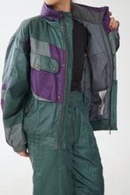 Load image into Gallery viewer, Habit de ski deux pièces Schneider, snow suit vert métallique pour homme taille M (48 &amp; 32)
