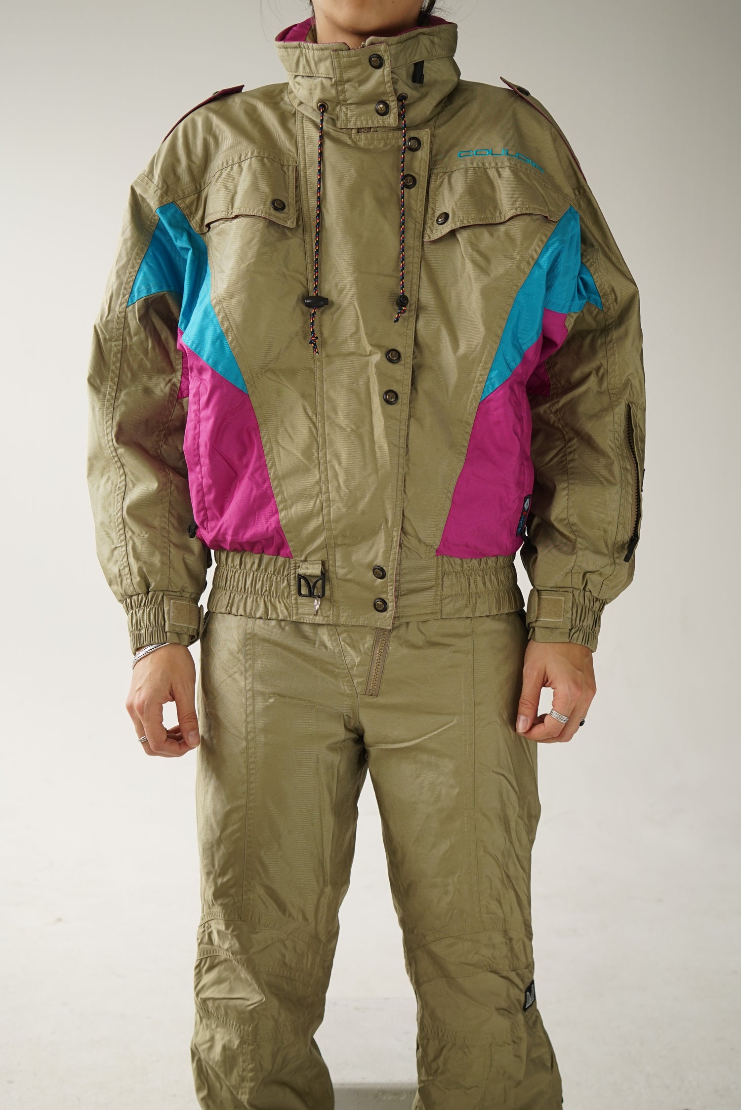 80 retro two piece Couloir ski suit, metallic snow suit size 8