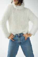 Load image into Gallery viewer, White terra nostra frilly turtleneck sweater
