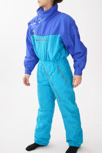 Load image into Gallery viewer, One piece vintage Anba ski suit, snow suit bleu et turquoise taille 42 (M)
