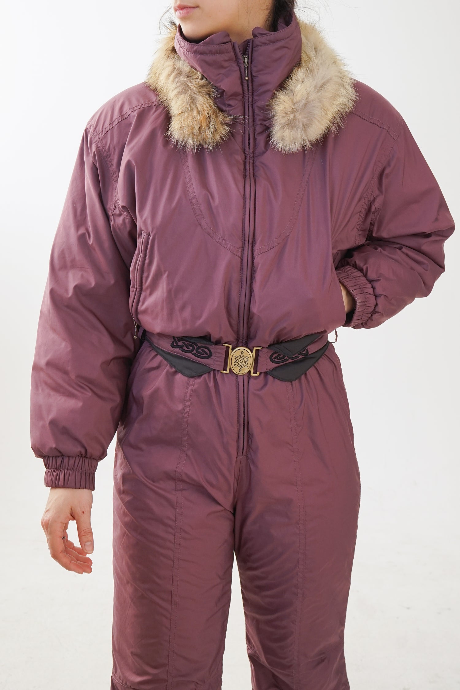 Ski suit CB Sport magenta avec fourrure pour femme taille 8 (S)