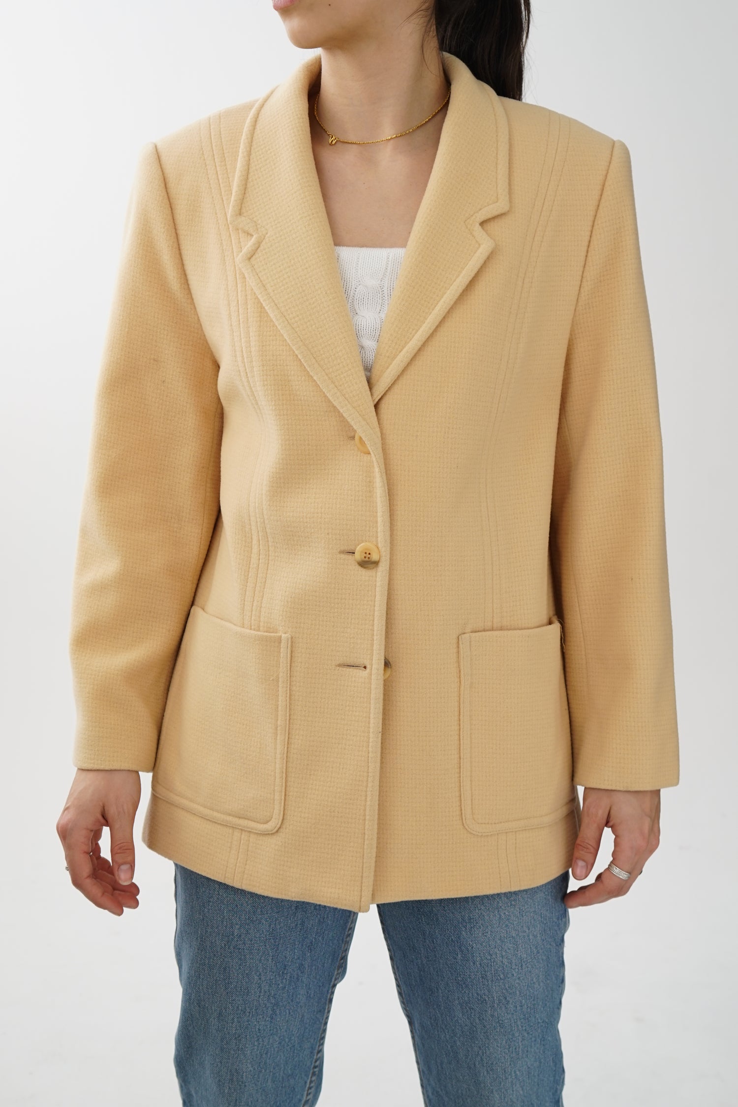 Veston beige vintage fait au Canada pour femme taille 12 (M)