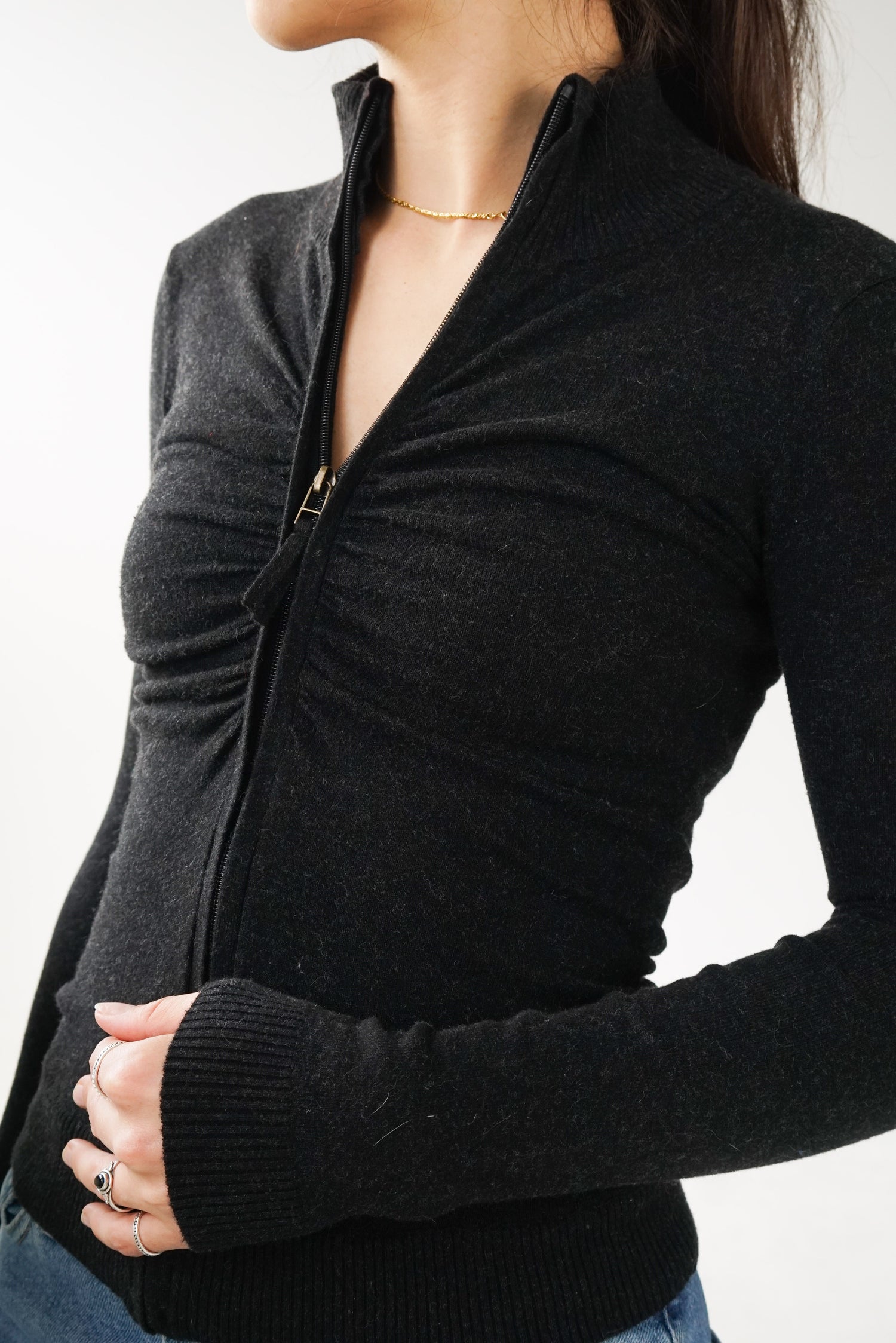 Dex Fresh veste tight a zip avec plis a l'avant noir XS-S