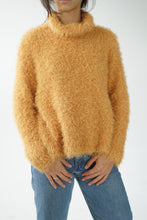 Load image into Gallery viewer, Mustard yellow frilly turtleneck sweater
