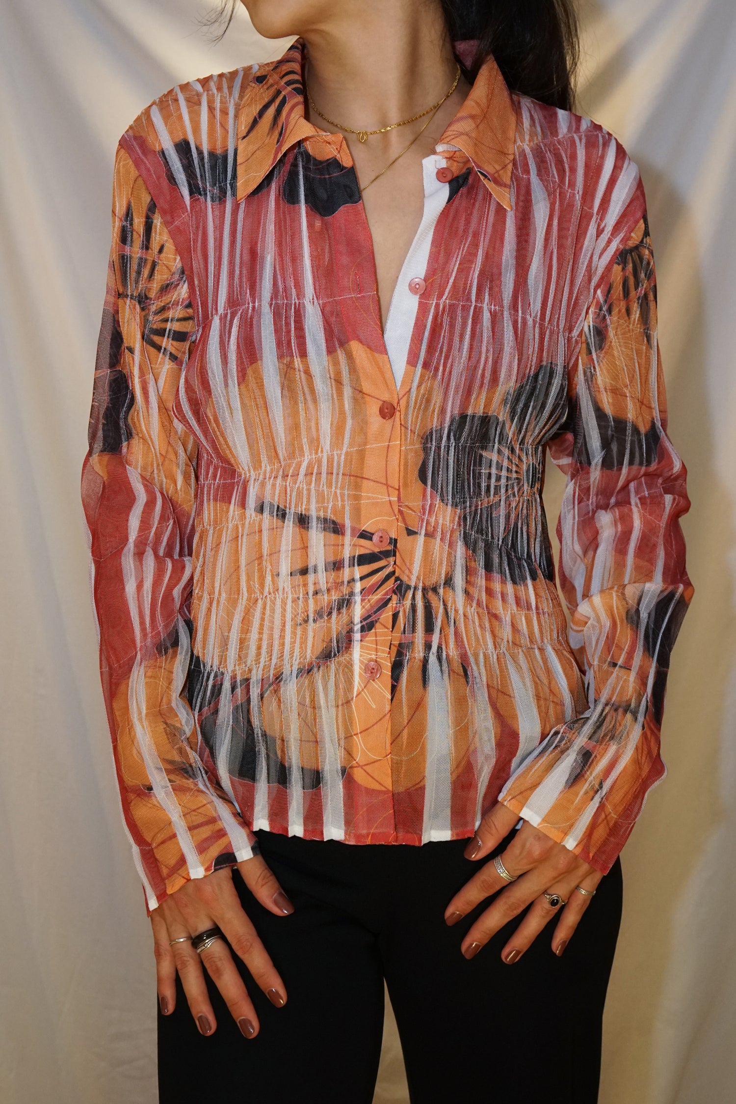 Chemisier vintage Moffi International pour femme taille L (fit M-L)