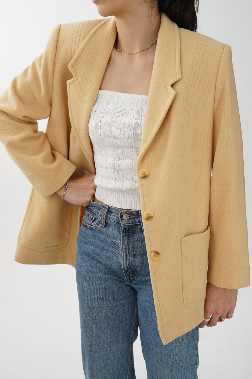 Veston beige vintage fait au Canada pour femme taille 12 (M)