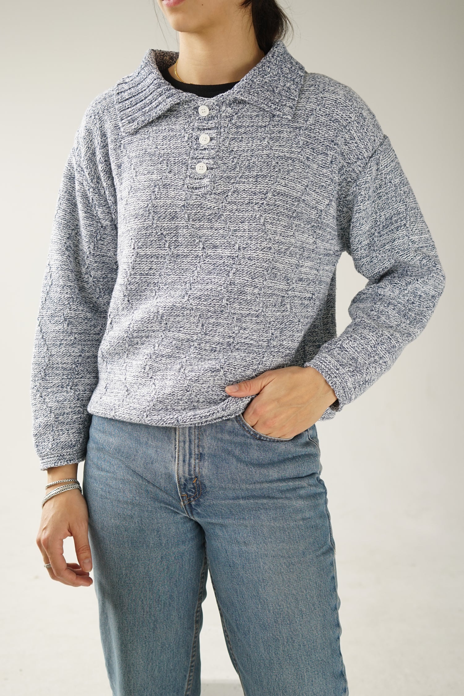 Tricot en coton à bouton S