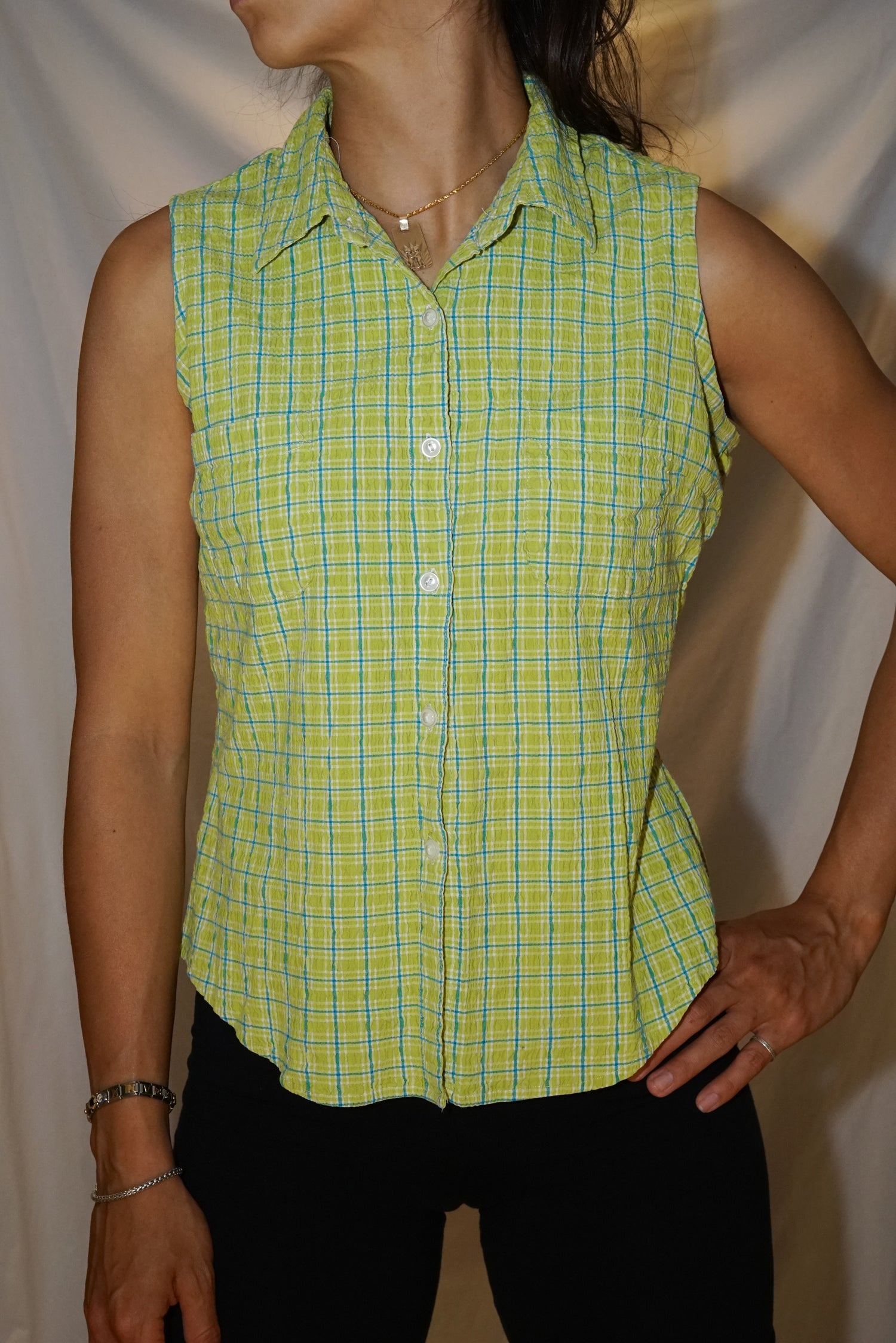 Chemise sans manche Faded Glory vert lime pour femme taille L