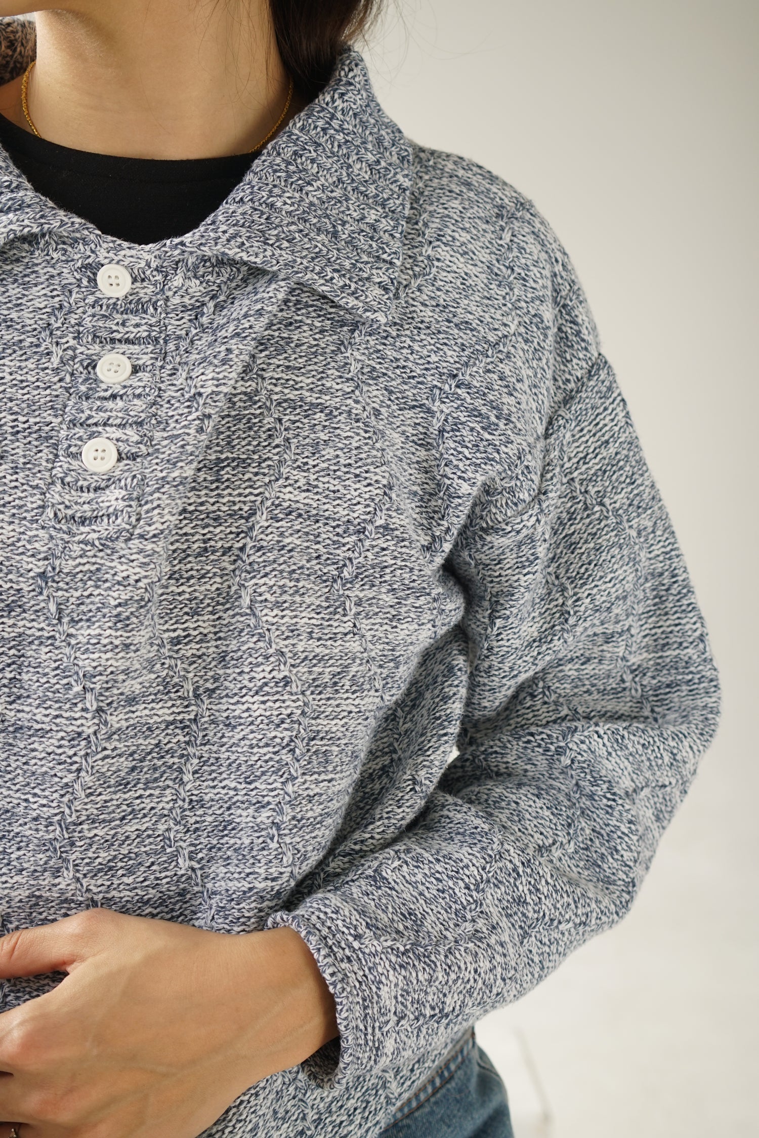 Tricot en coton à bouton S