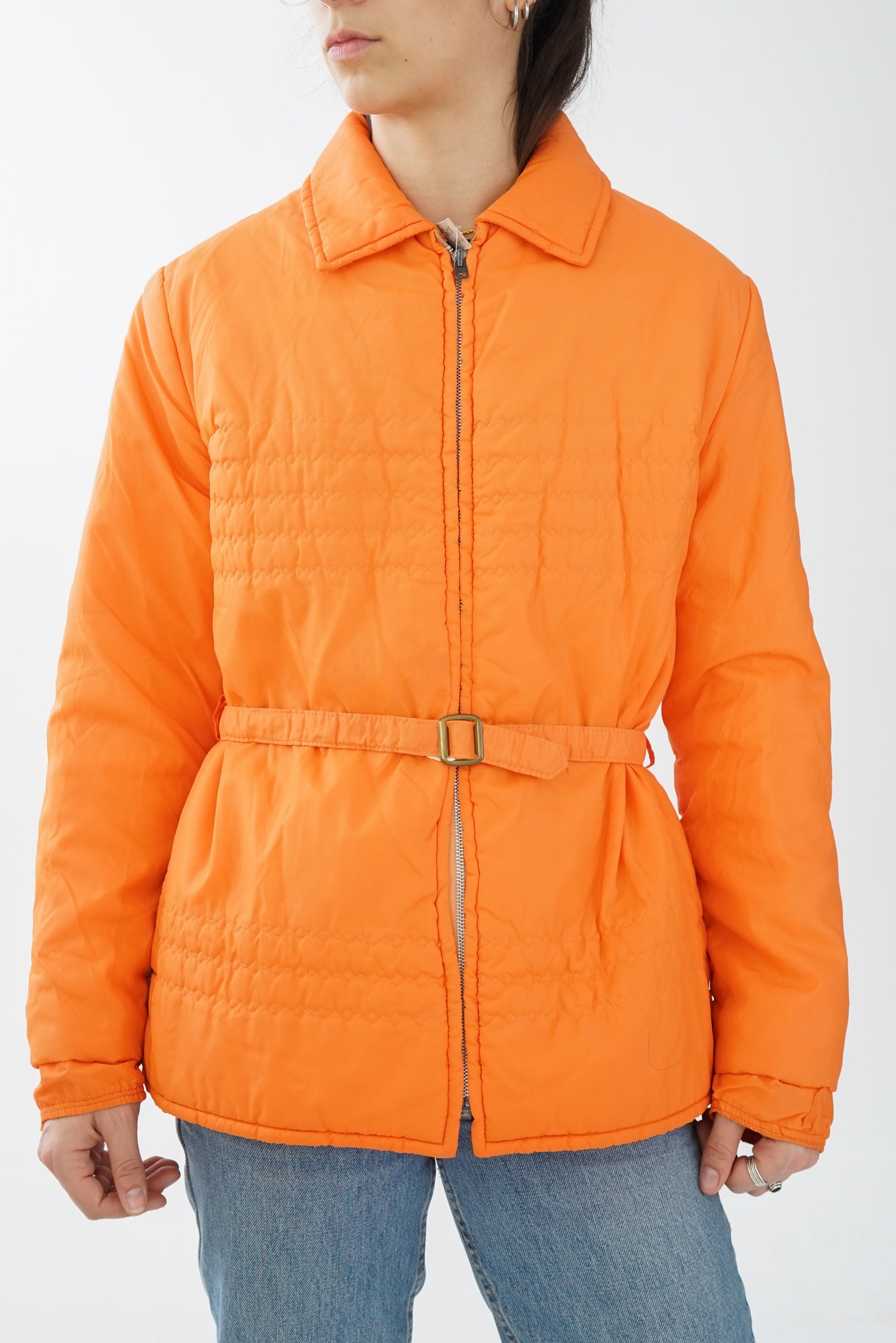 Manteau vintage 60s orange avec ceinture Lady E taille S-M