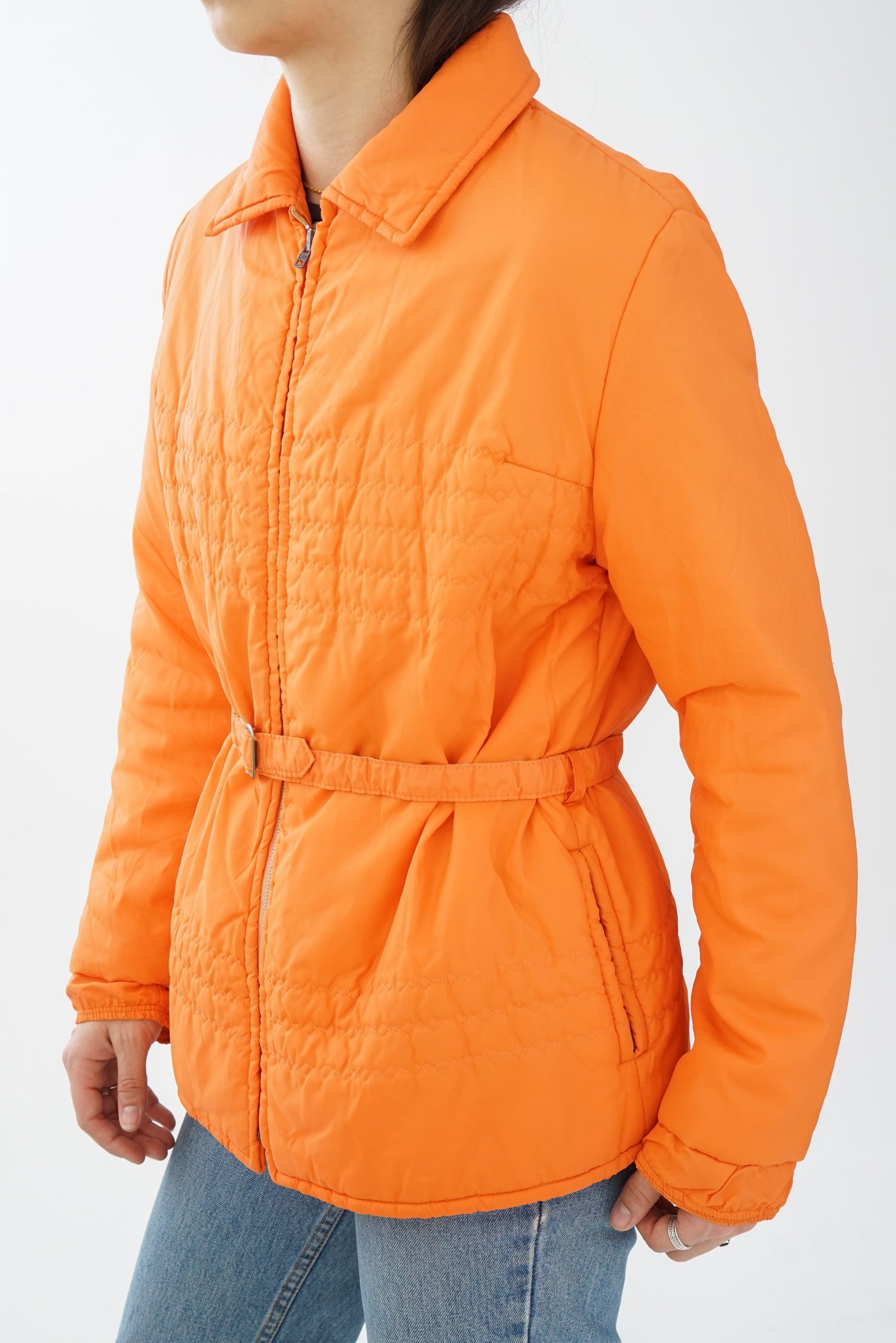 Manteau vintage 60s orange avec ceinture Lady E taille S-M