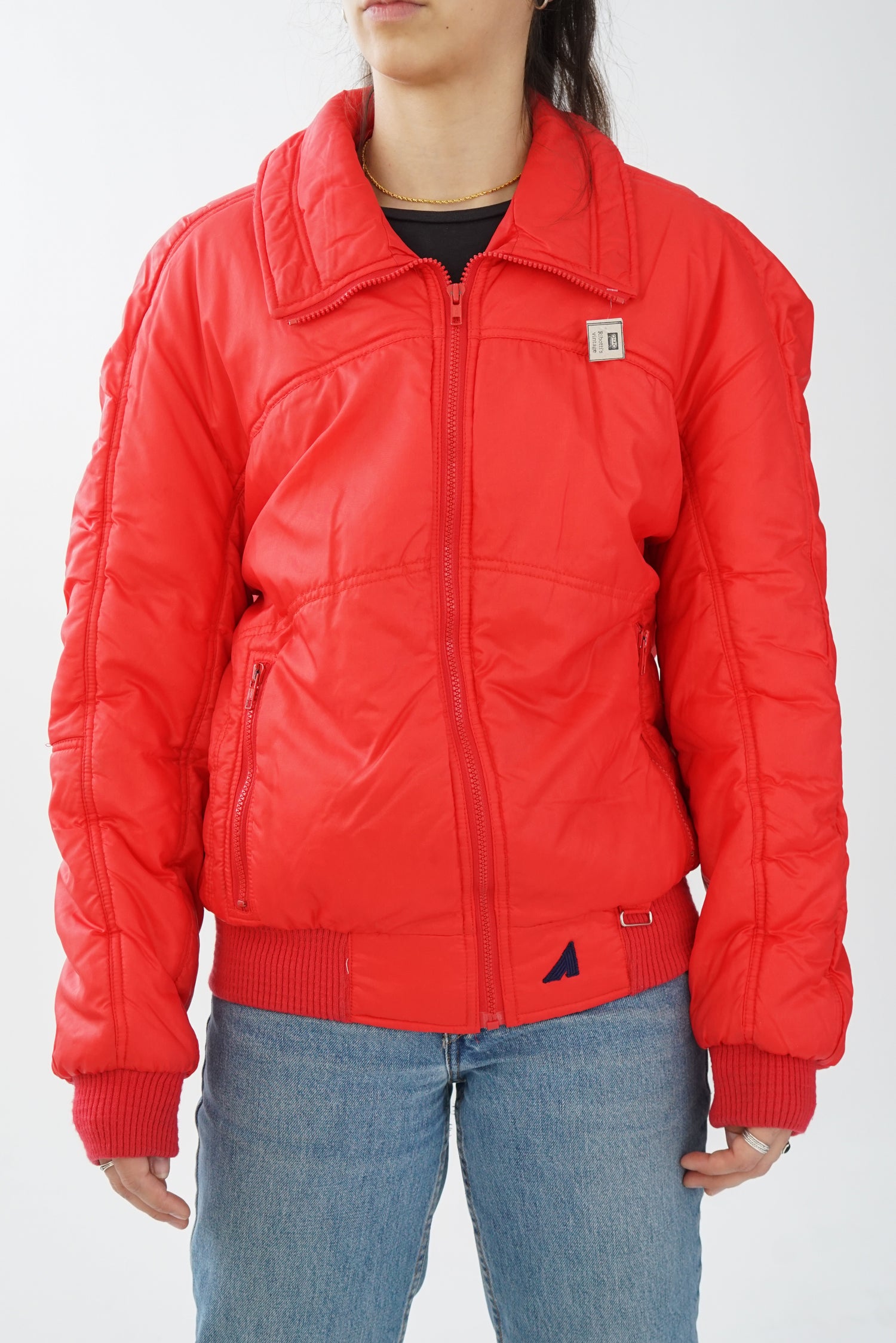 Manteau vintage ski 70s Alpine rouge pour homme taille M