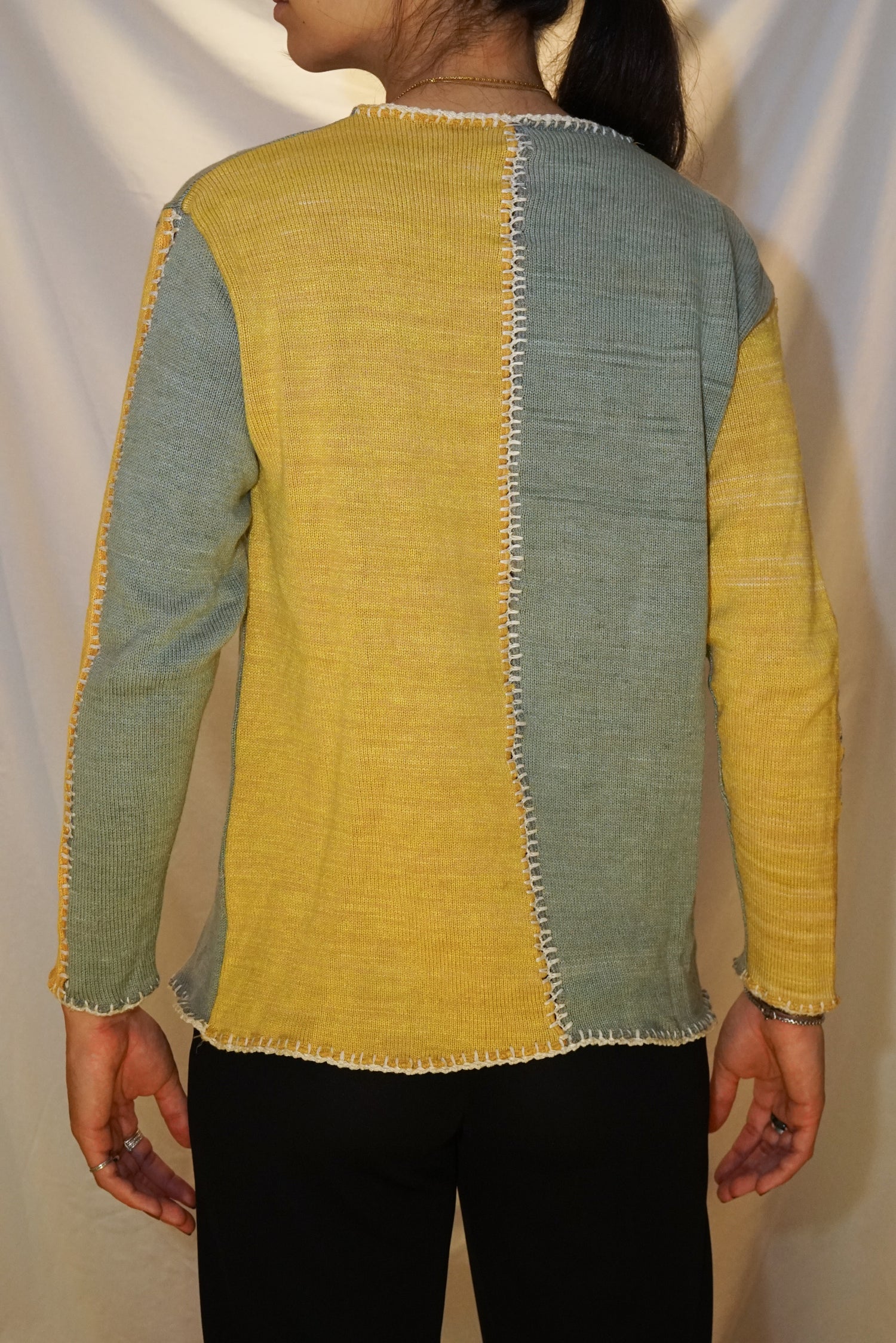 Chandail à manche longue vintage à crochet unisex taille S