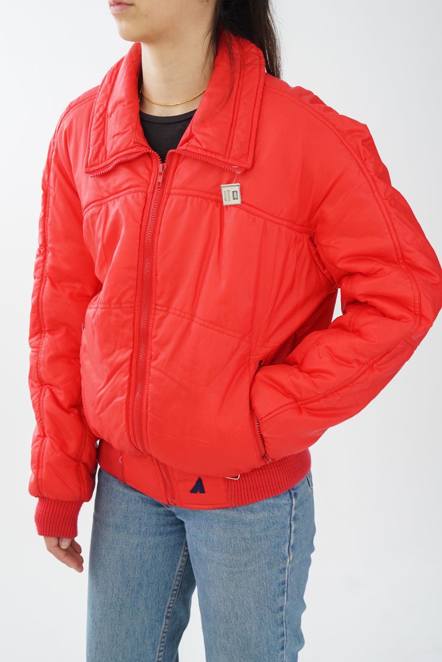 Manteau vintage ski 70s Alpine rouge pour homme taille M