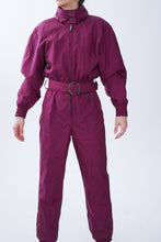 Charger l&#39;image dans la galerie, One piece vintage Fera Skiwear ski suit, snow suit mauve métallique pour femme taille 10
