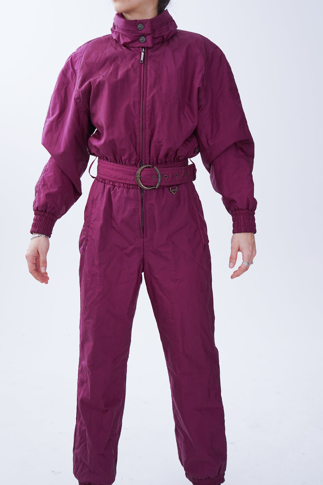 One piece vintage Fera Skiwear ski suit, snow suit mauve métallique pour femme taille 10